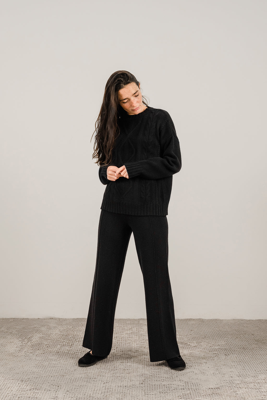 CASHMERE MIX WIDE LEGGED TROUSERS